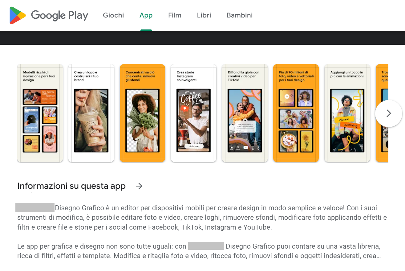 Marketing Translation of a Google Play Listing - Graphic Design Mobile App